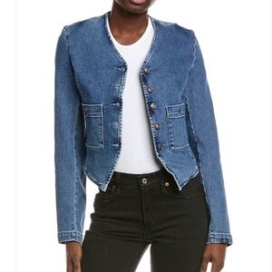 7 For All Mankind Cropped collarless Blue Jean Jacket small